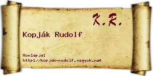 Kopják Rudolf névjegykártya
