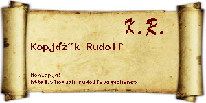 Kopják Rudolf névjegykártya